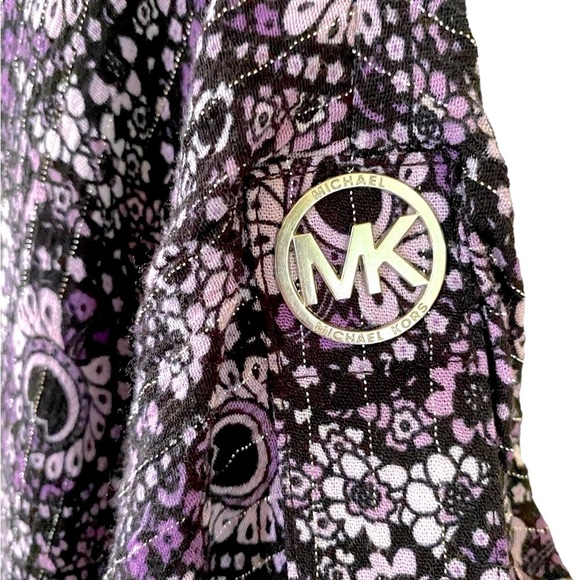 Michael Kors-women’s large blouse. viscose fabric. Metal logo on sleeves. EUC! - Picture 1 of 10
